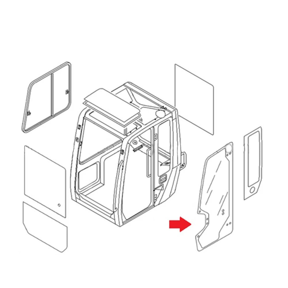 0398630302 GLASS - CAB - LH DOOR FOR TAKEUCHI
