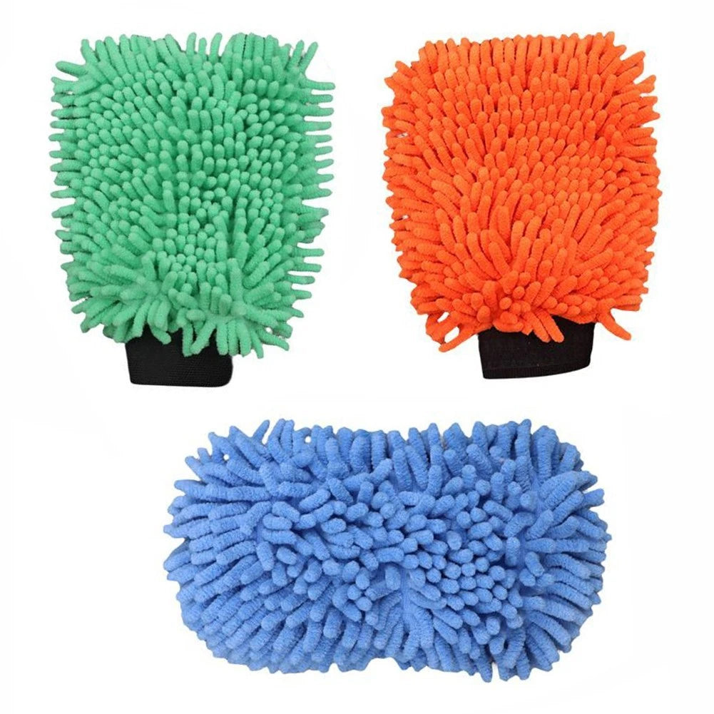 Doublesided Chenille Microfiber Car Washing Gloves Washable for Motorcycle Use