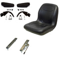Black Seat with Flip Up Armrests & Seat Rails Fits Komatsu