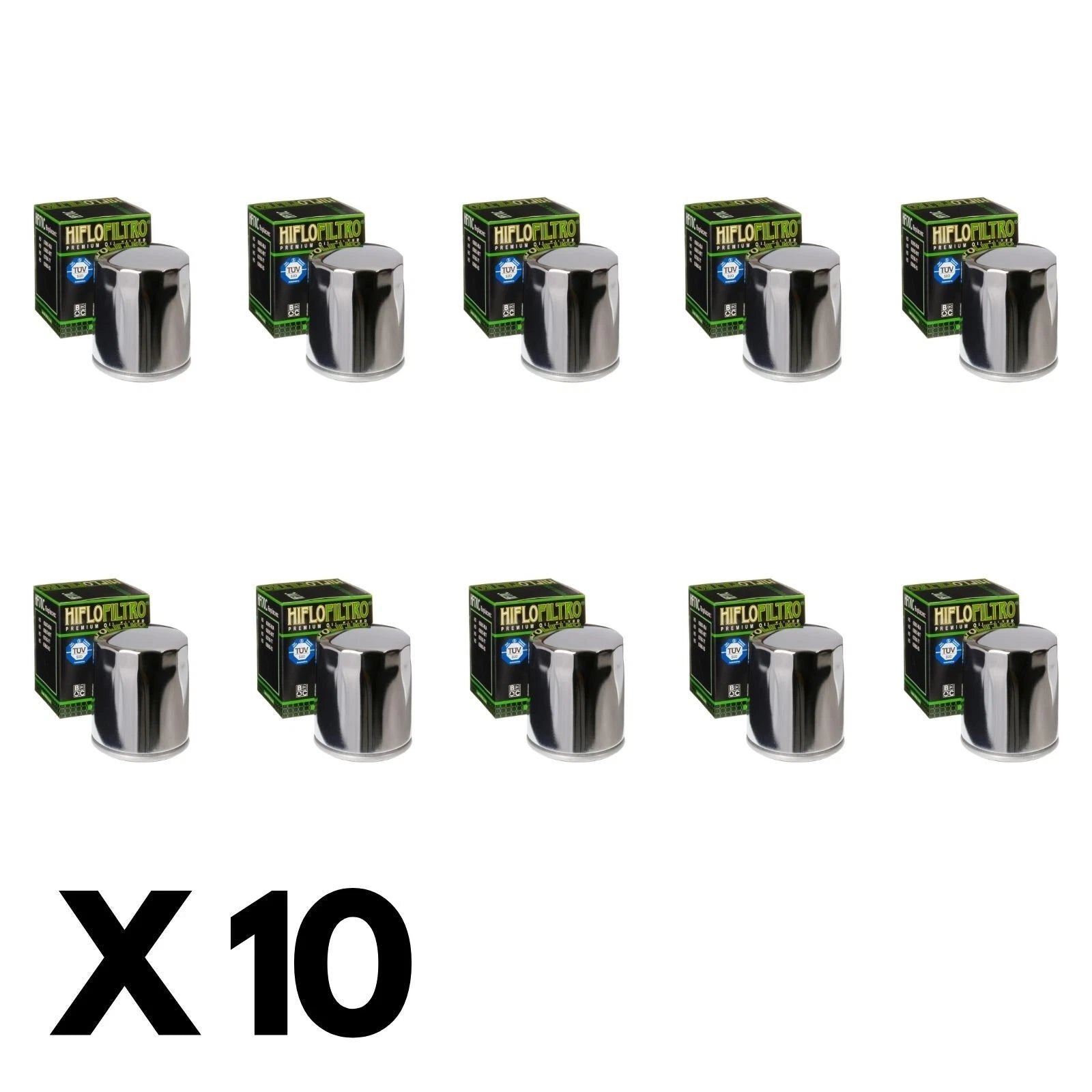 10 Pack Hiflo Chrome Oil Filter for Harley 883 Sportster XL 2012