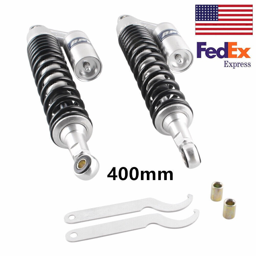 400mm Air Shock Absorbers Adjustable for Yamaha ATV Banshee Honda Alu Black Pair