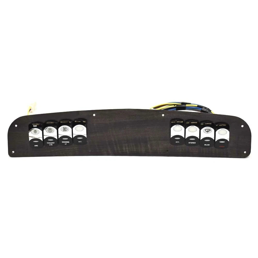 Boat Rocker Switch Panel - 18 X 3 1/2 Inch Brown Plastic