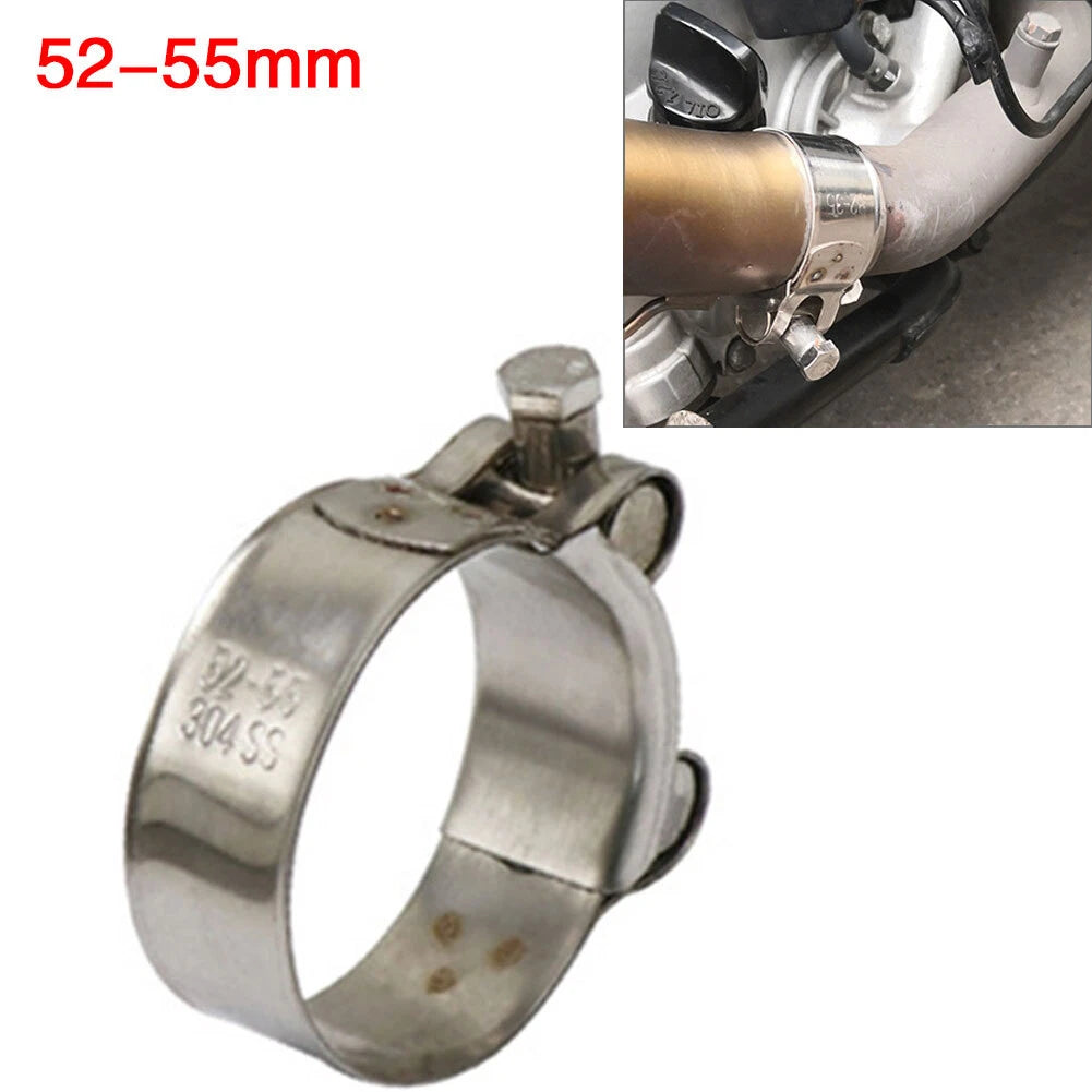 1PCS Motorcycle Exhaust Pipe Clamp 55mm Stainless Steel Muffler Fixed Caliper