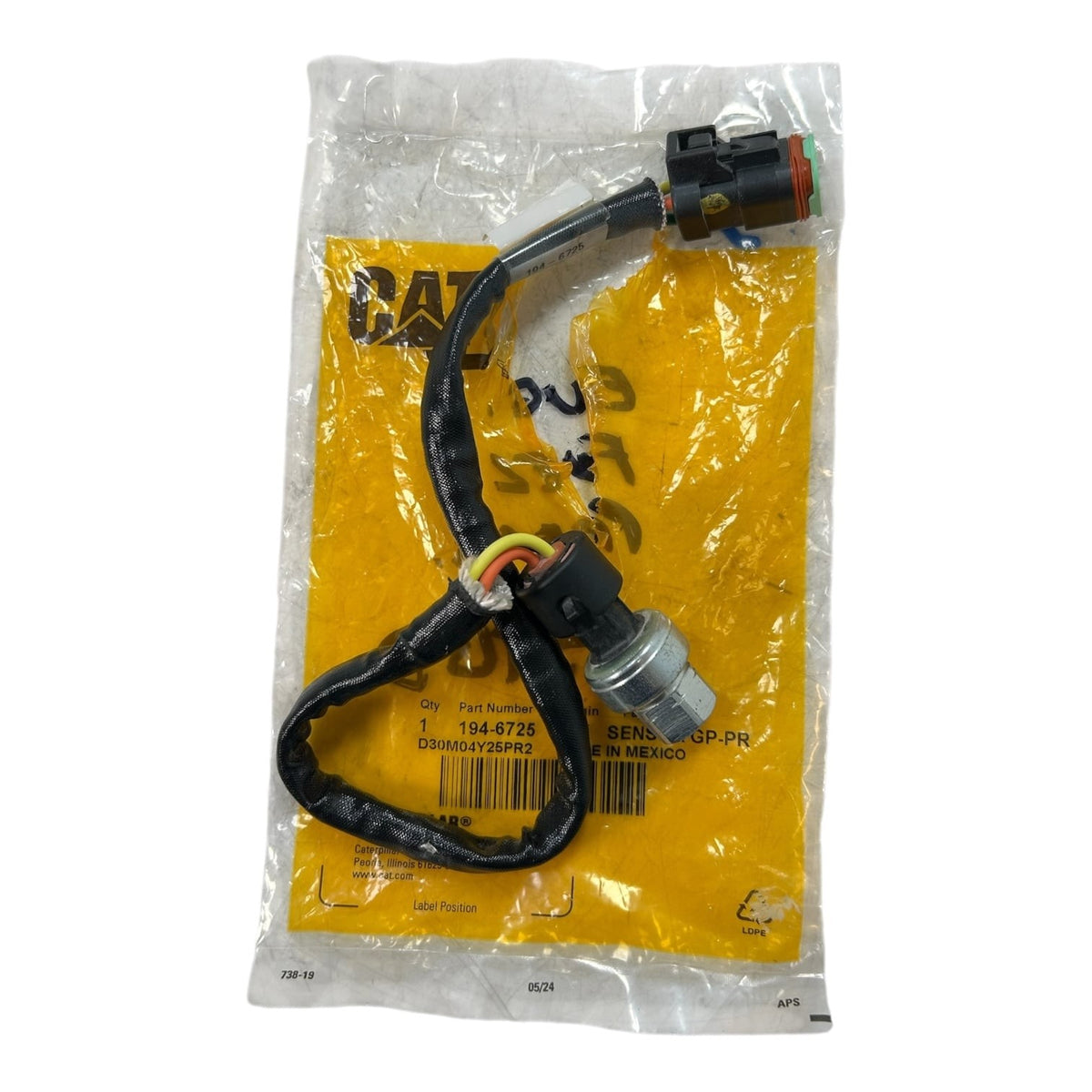 CAT - Caterpillar 194-6725, Marine Steel Pressure Sensor, OEM