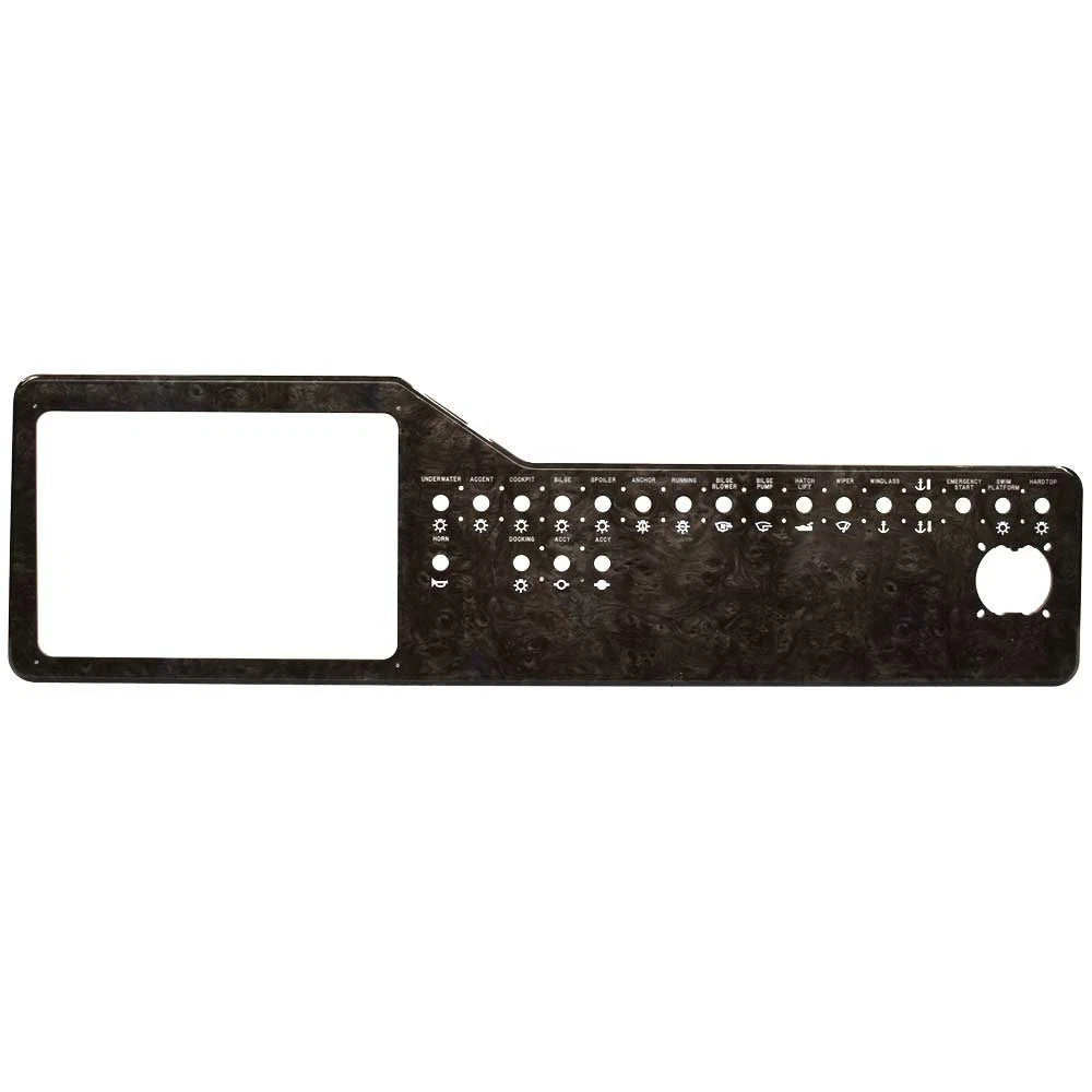 Sea Ray Boat Blank Dash Panel 2315391 - Black Faux Woodgrain Acrylic