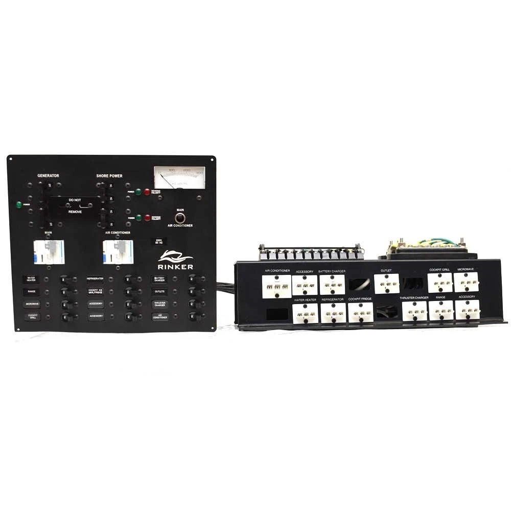 Rinker Boat Breaker Panel Assembly 2060867 - 220 Vac Black Aluminum