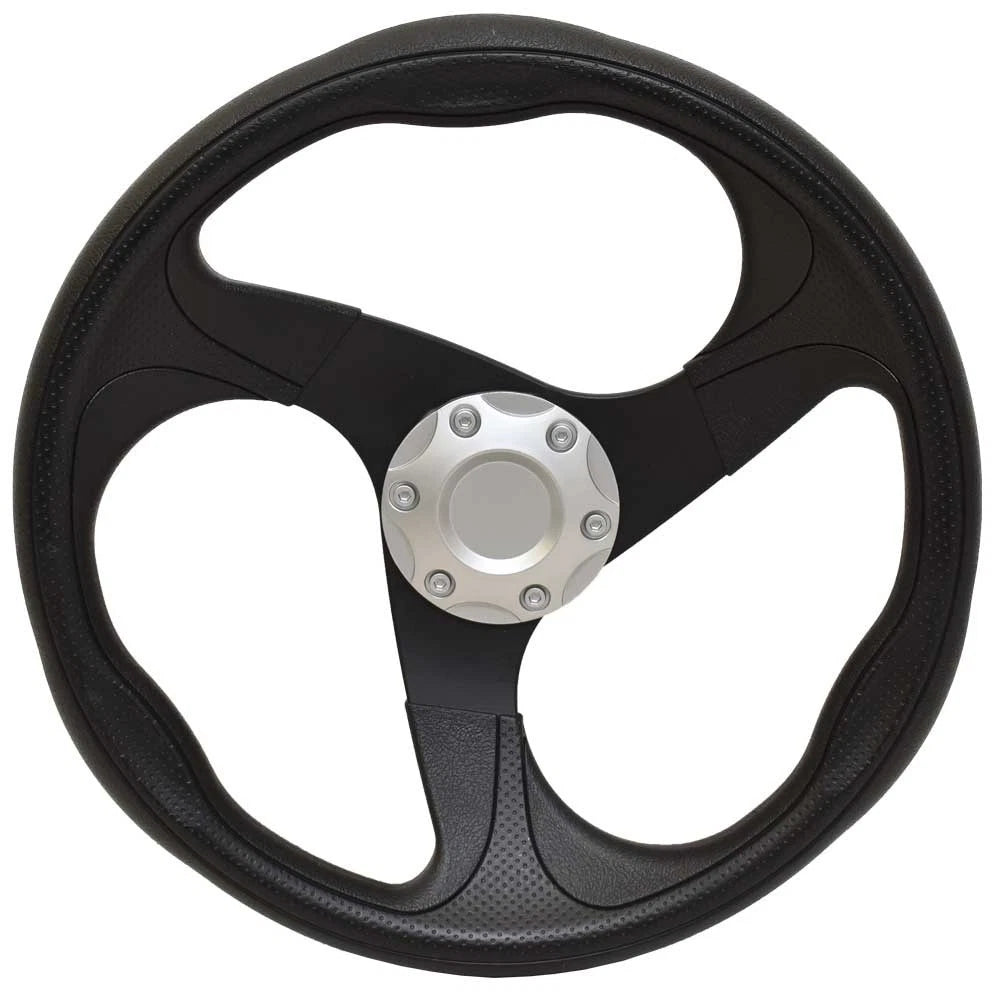 Legend Bass Boat Steering Wheel - with Cap 13 1/4 Inch Black Plastic