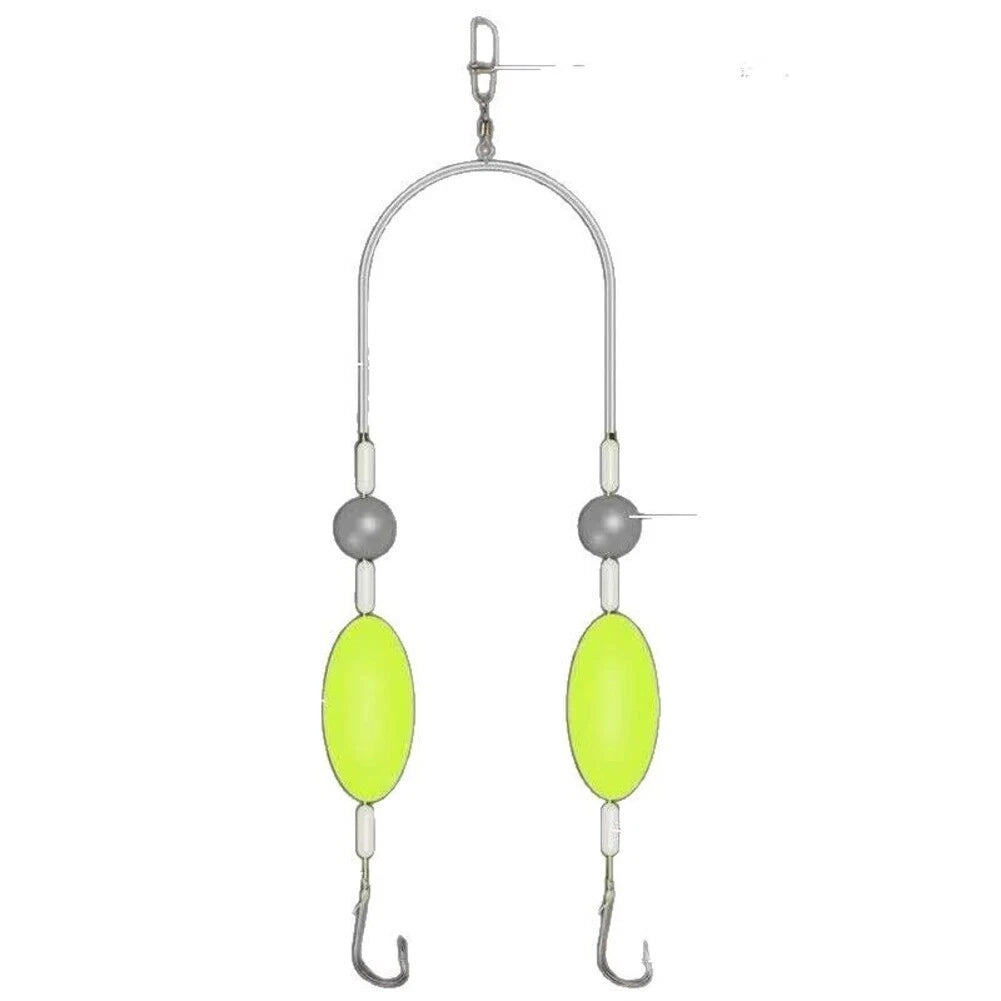 Efficient Double Hook Fishing Rig for Freshwater Use Increases Hook Up Rates