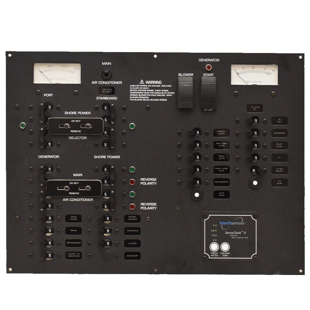 Rinker 300 Boat Breaker Switch Panel - 18 X 13 1/2 Inch Black Aluminum