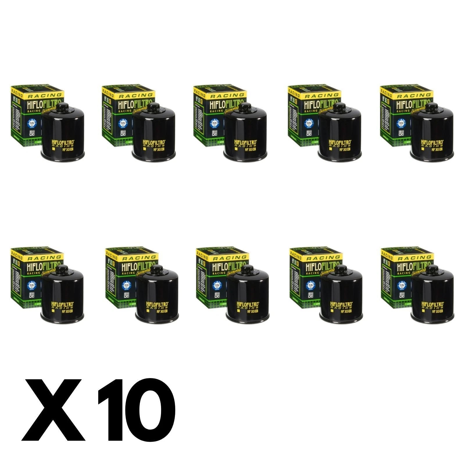 10 Pack Hiflo Oil Filter for Kawasaki Ninja 650R ABS 2016-2018 (with Nut)
