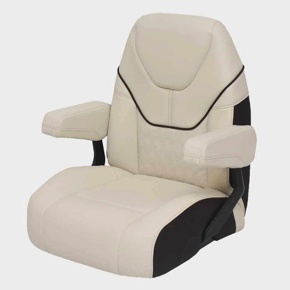 Pontoon Boat Captains Reclining Helm Seat 762370 - Infinity Cream Black