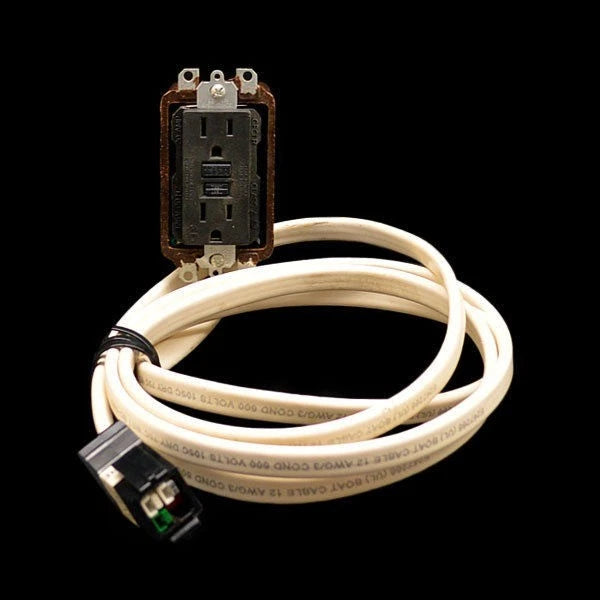 Rinker E247266 White 8 Ft 12 Awg/3 Boat Coax Wire Cable with Electrical Plug Box