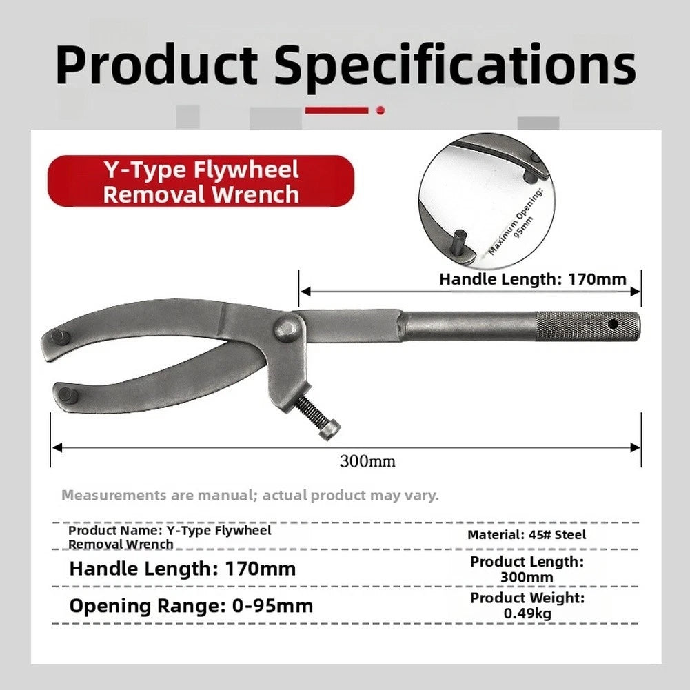 Motorcycle Pulley Nut Wrench with Adjustable Opening 39mm 41mm Y Type Flywheel