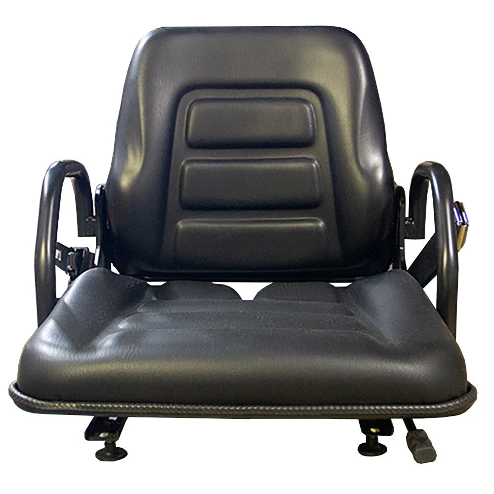 Black Vinyl Seat with Fold Down Back Rest Made for Utility Seating ZTR Forklift
