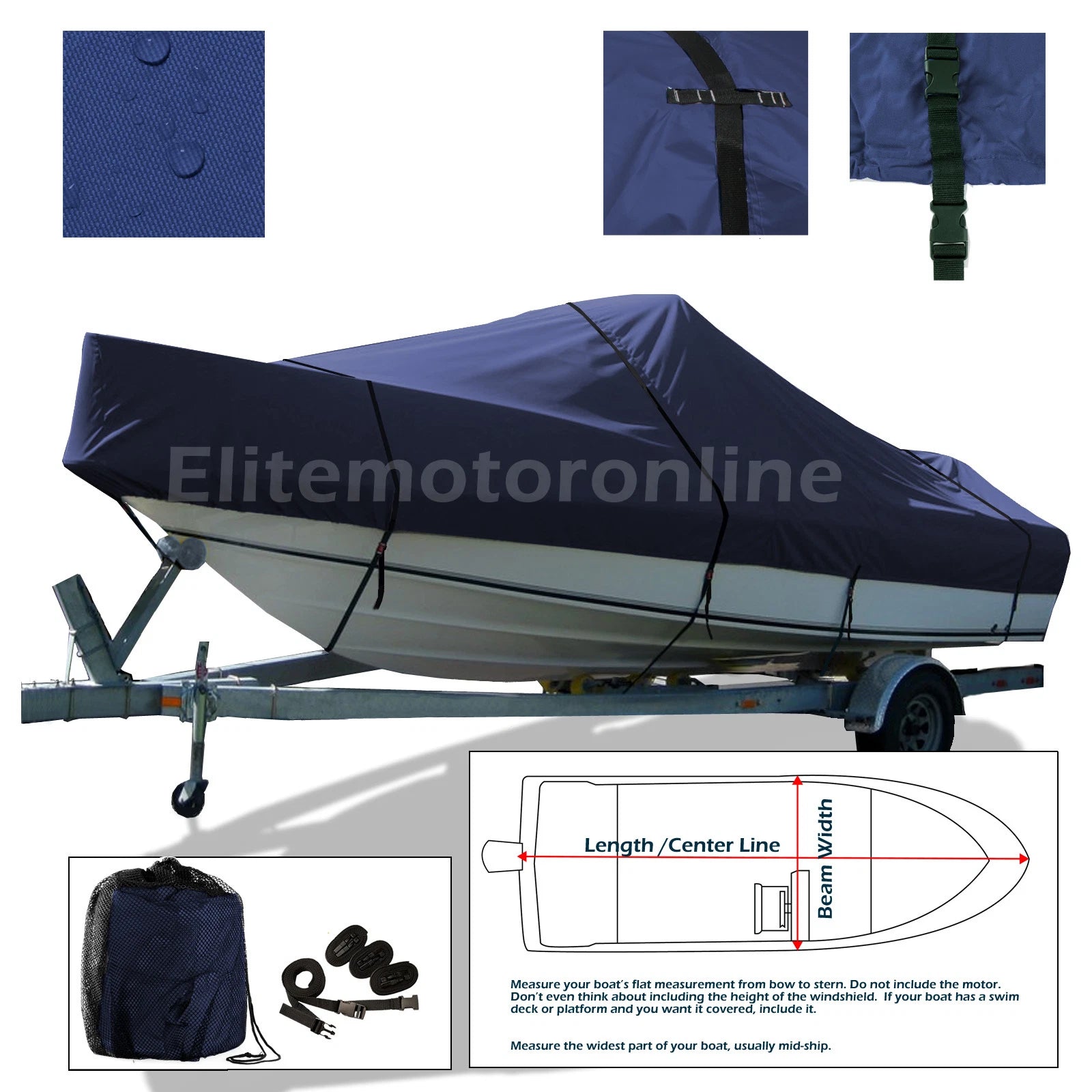 Formula 252 SS Cuddy Cabin I/O Deluxe Trailerable Boat Cover Navy 600D Durable