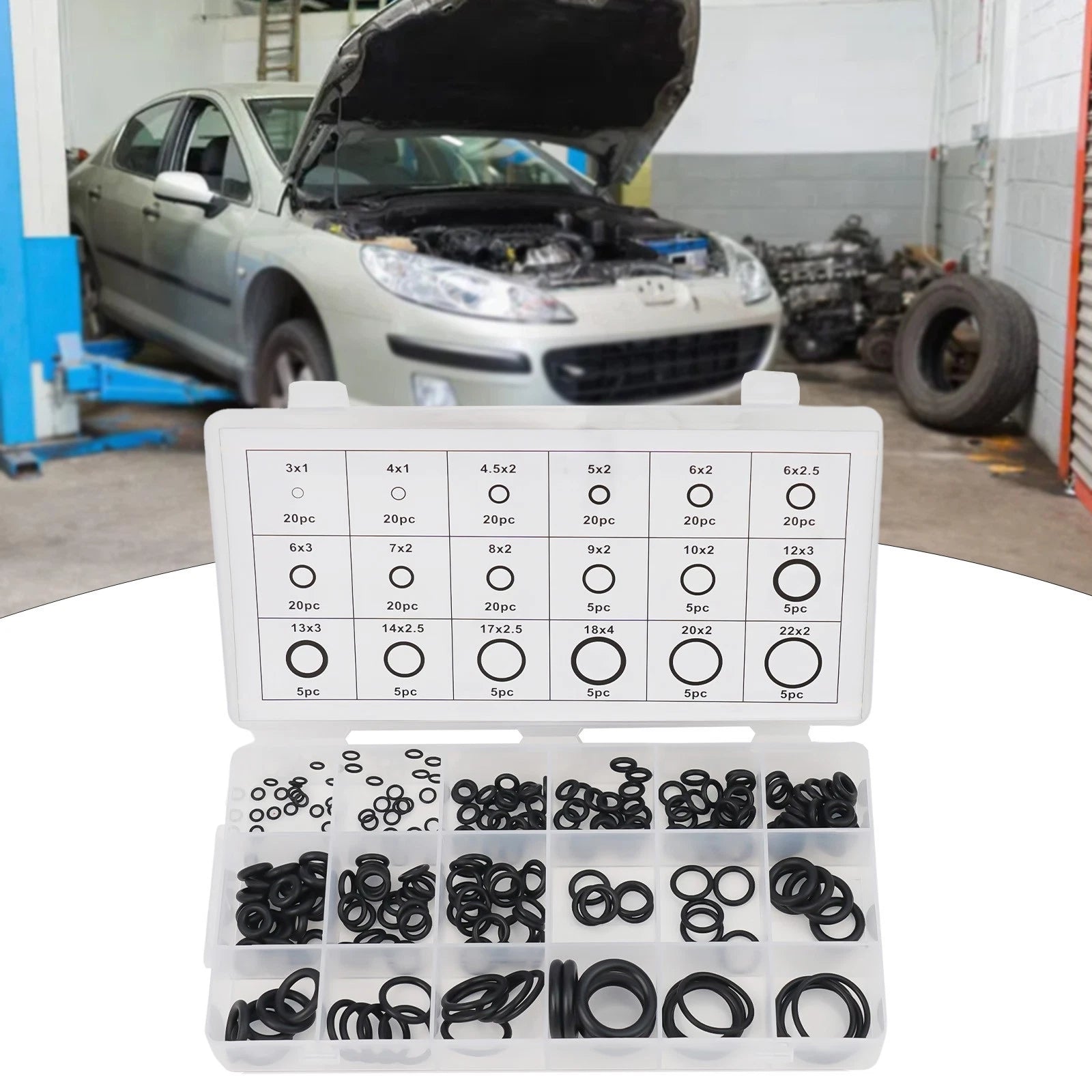 Essential Tools 225x18 Size Black Rubber O Ring Washer Seal Kit for Car Air Gas