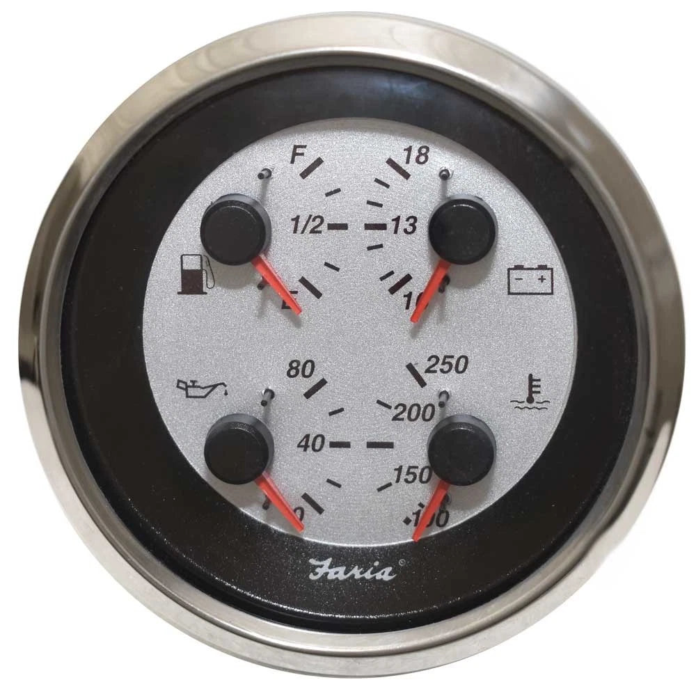 Faria Boat Multi-Function Gauge GFC624A - 3 1/4 Inch Silver Black