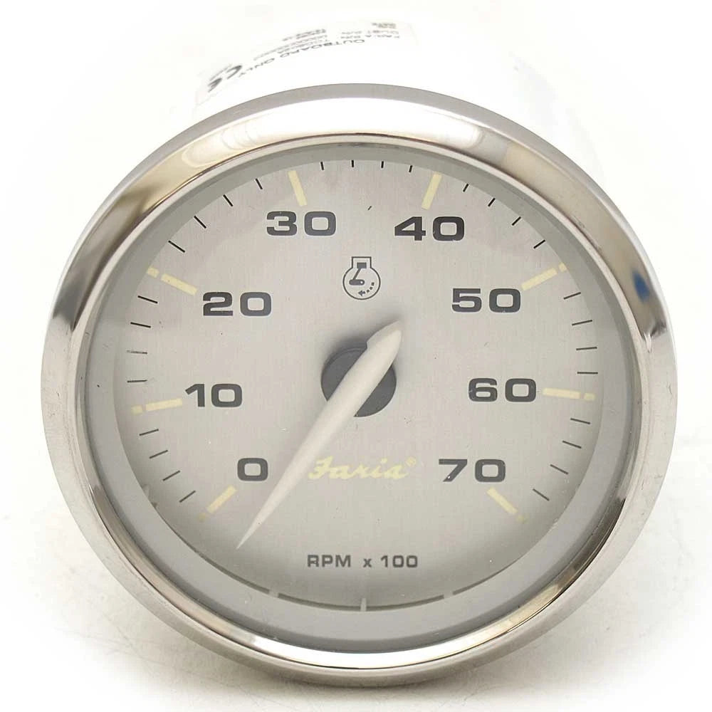 Faria Boat Tachometer Gauge TCC602A - 3 1/4 Inch Kronos Silver