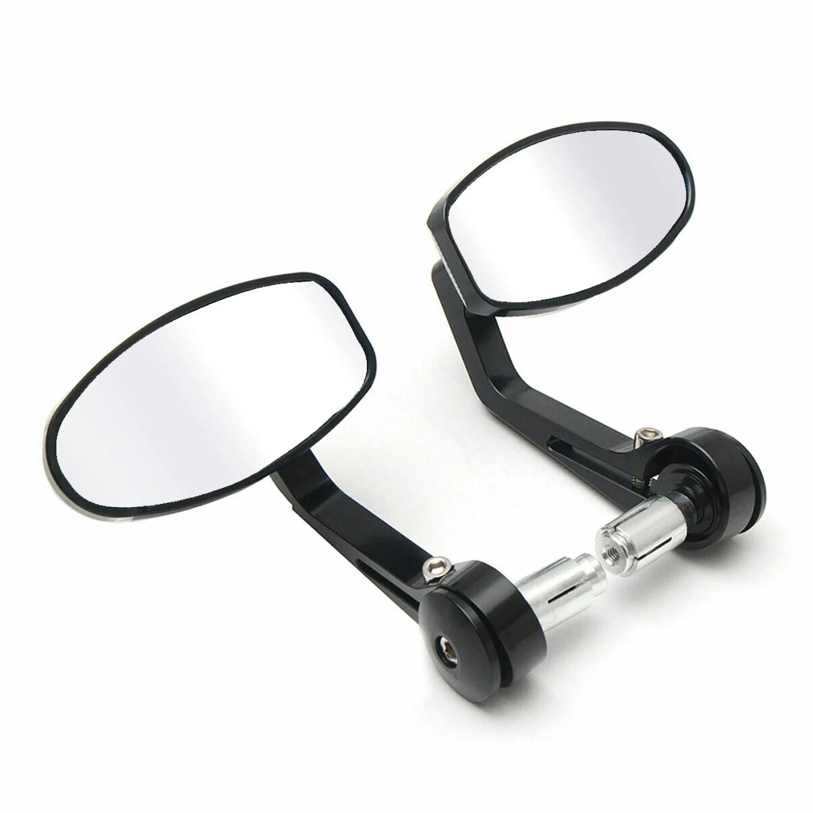 Bar End Mirrors Motorcycle Bike Rearview Mirror Black Fits 7/8" 22mm Handlebars