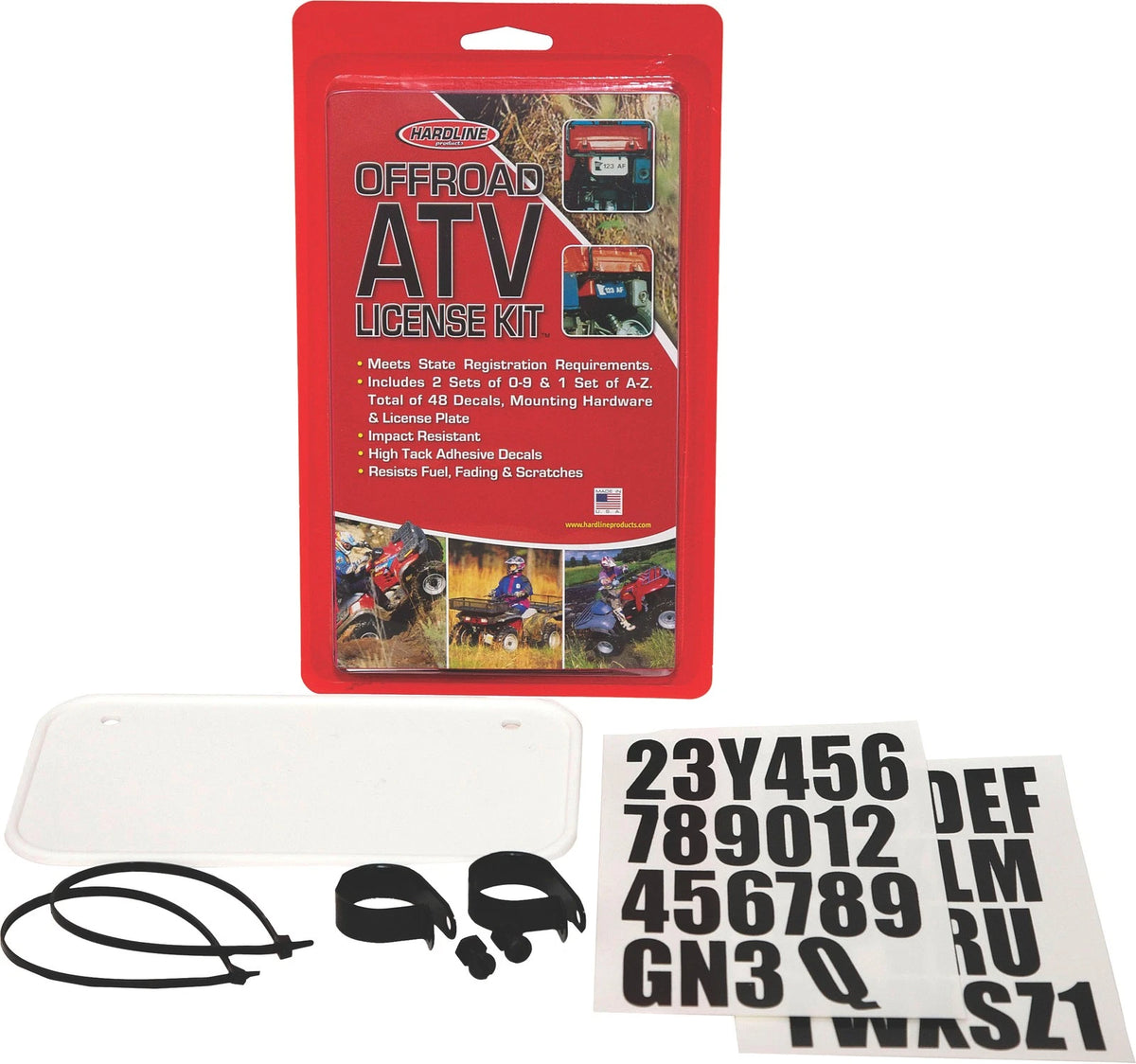 HARDLINE ATV License Plate Kit White for Offroad Use 2010-2024