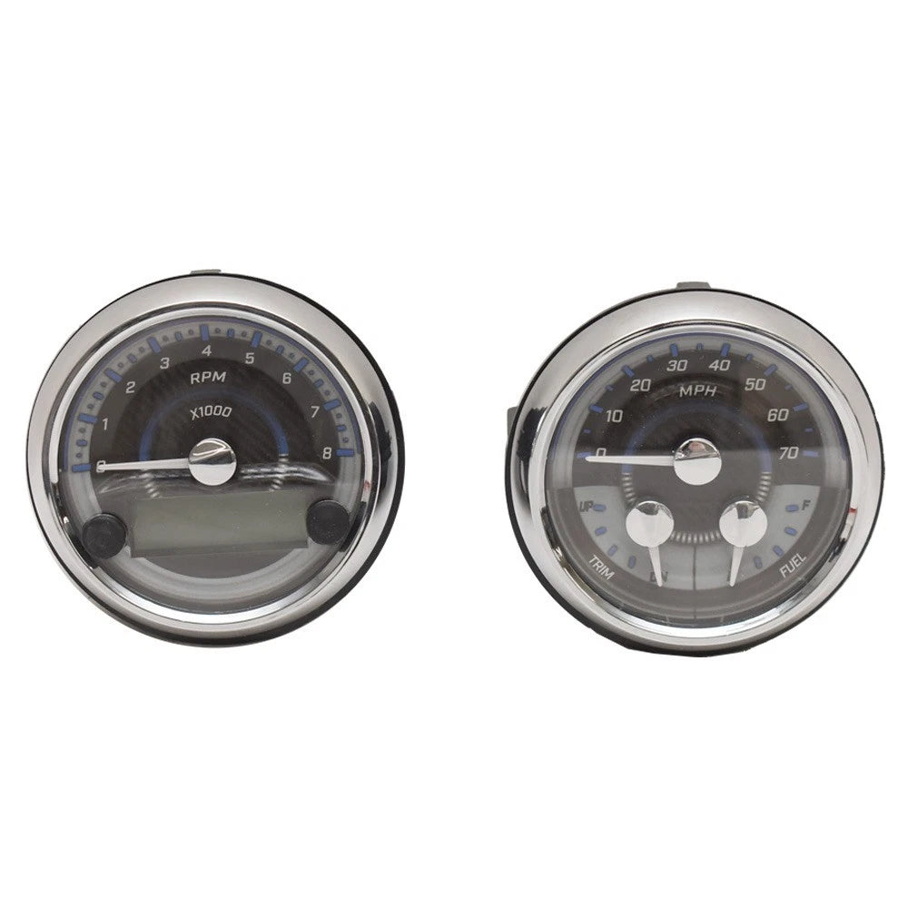 Medallion Boat Gauge Set - SDIG Black - Blue - Silver (2 PC)