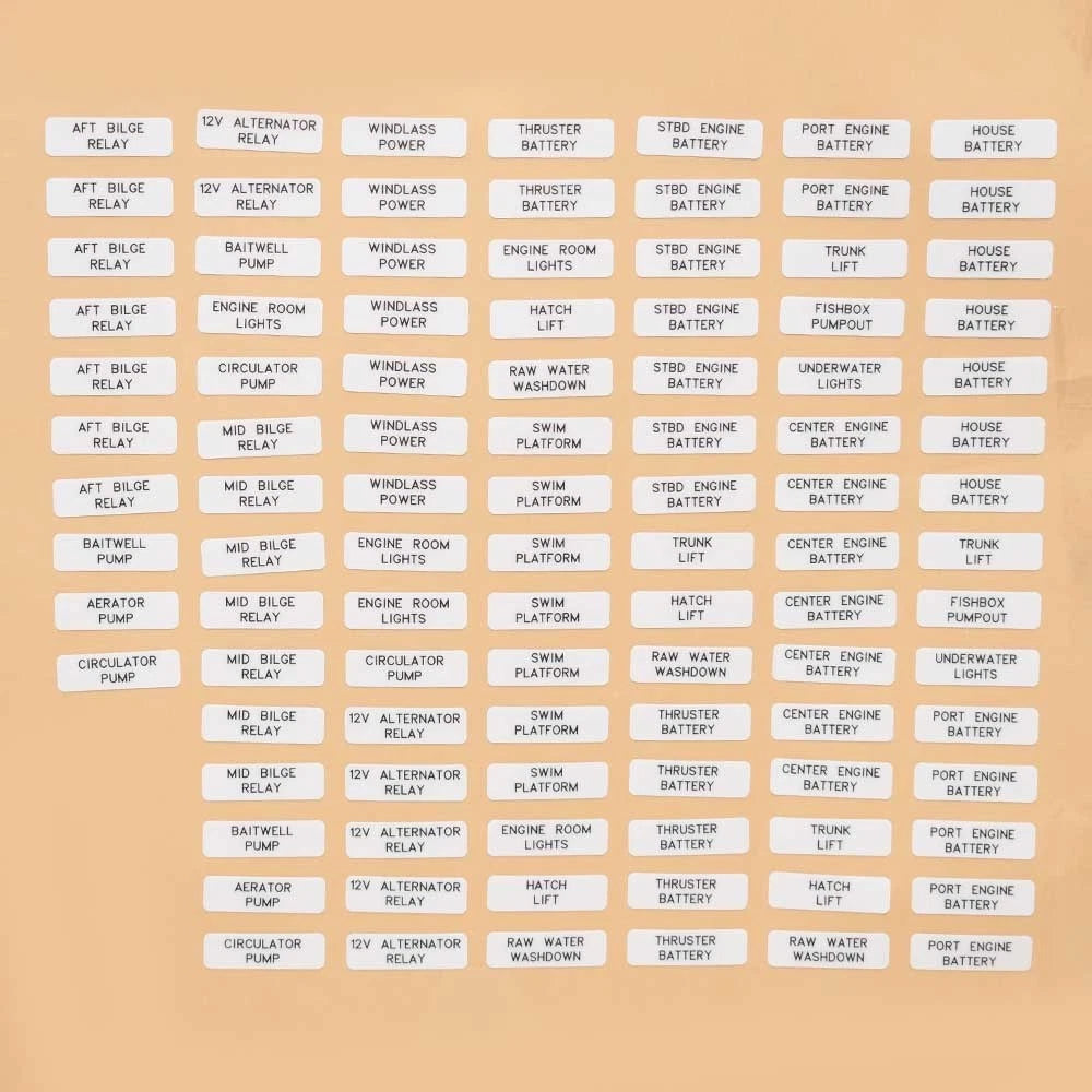 Tiara Boat Breaker Panel Labels - Switch Stickers (100 PC)