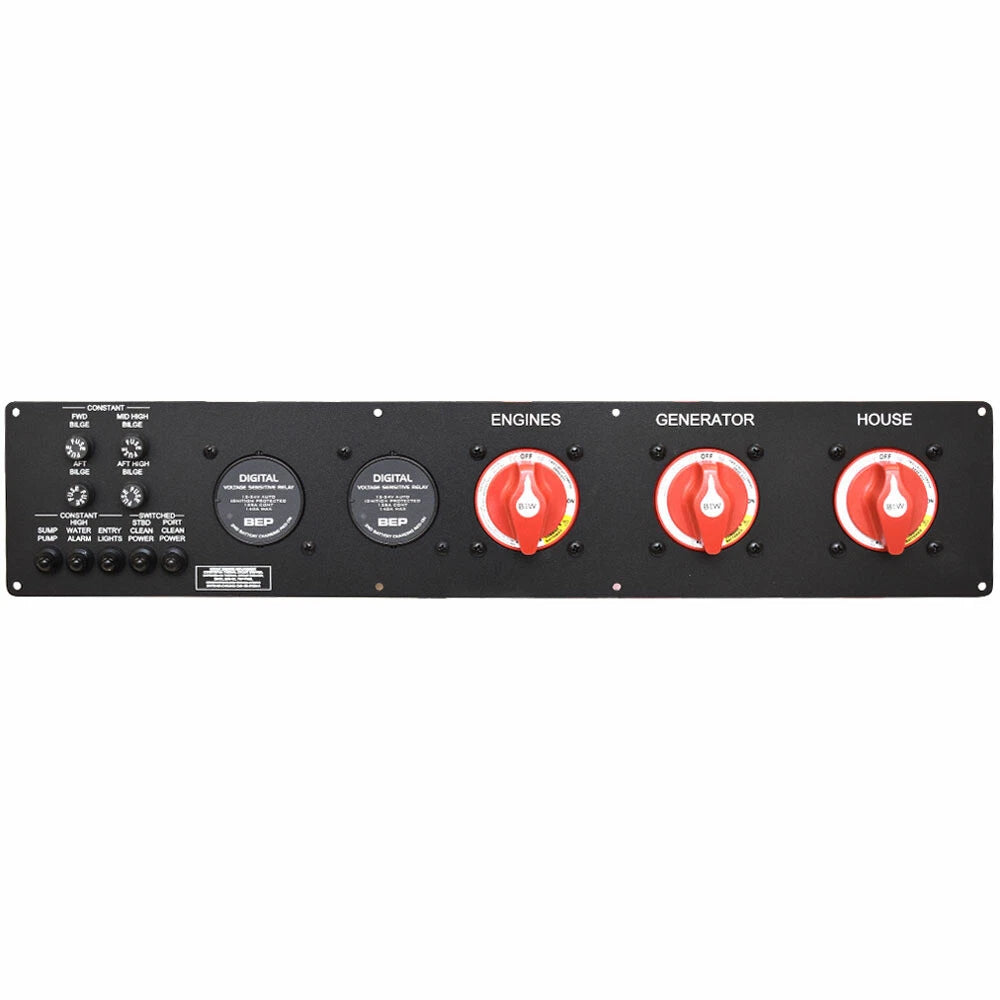 Aviara Boat Battery Switch Panel 501264B - AV40 with Seakeeper Black