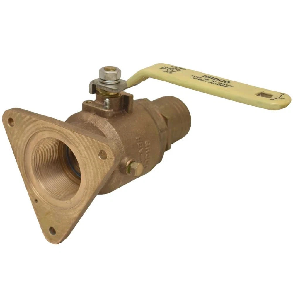 Groco Boat Tri-Flanged Ball Valve FBV-2000 - Bronze 2 Inch PTH-2000