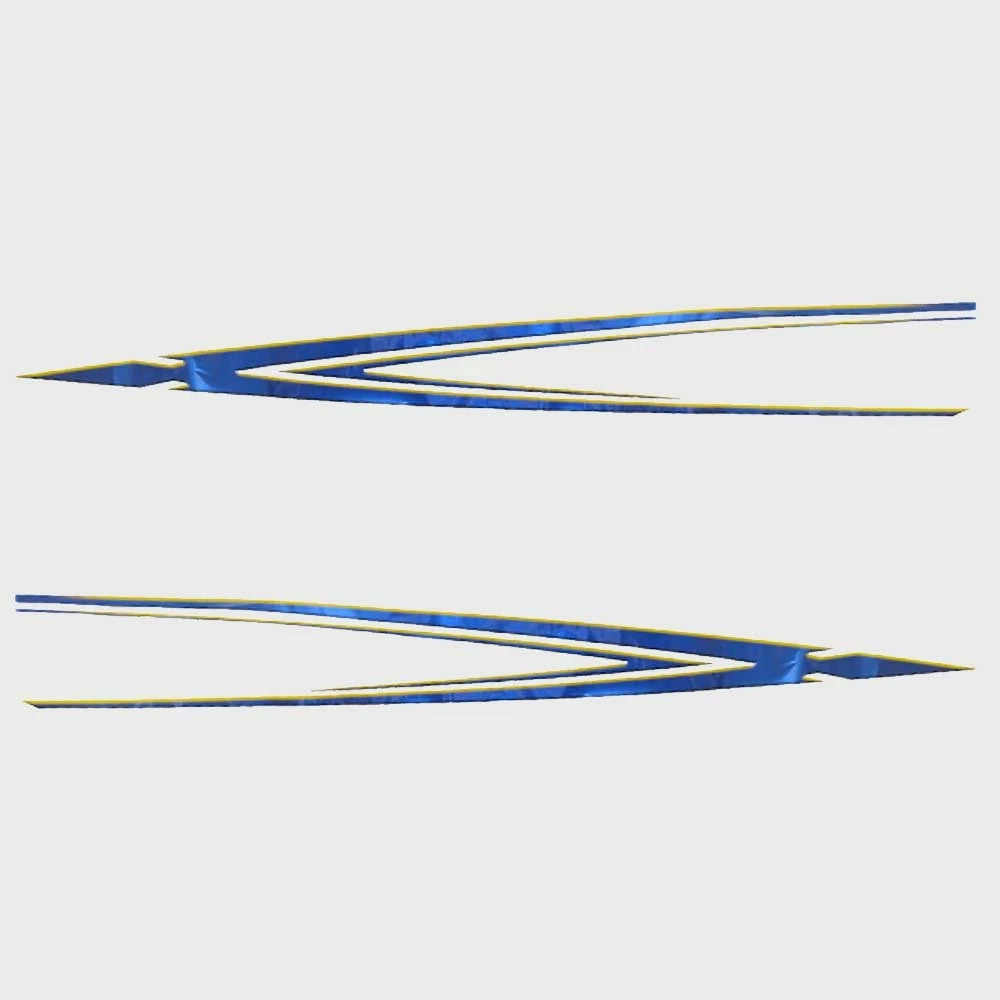 Glastron Boat Graphic Hull Decals - Blue - Yellow Sticker (set of 2)