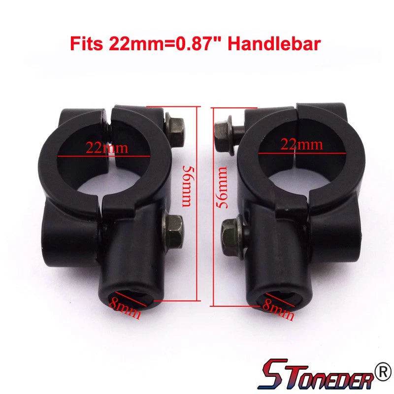 STONEDER 8mm Mirror Mount Holders Bracket Clamp for 7/8" Handlebar Dirt Bike