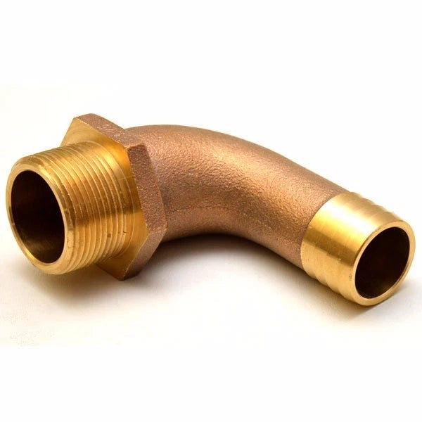Boat Pipe-to-Hose Elbow Fitting - 1 1/4 NPT Brass