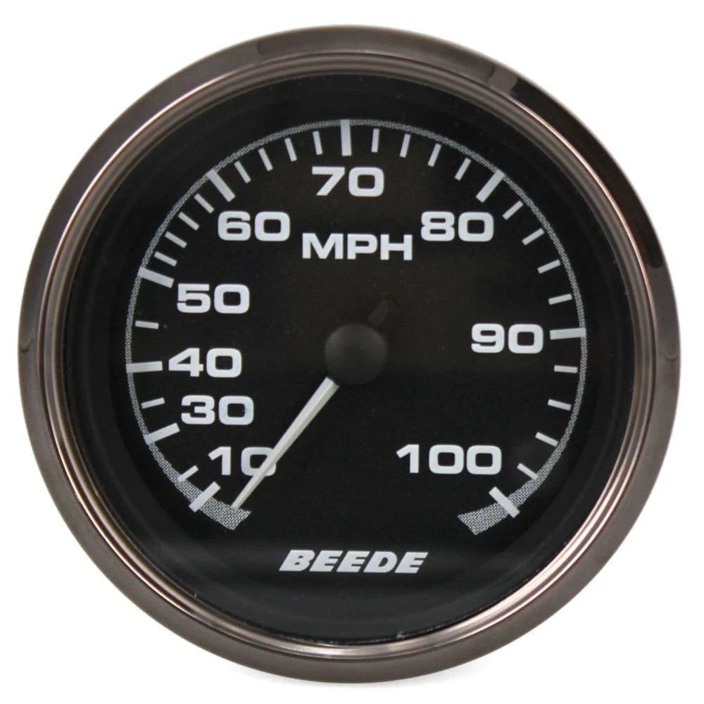 Beede Boat Speedometer Gauge 960491 - 3 1/4 Inch Pewter Black