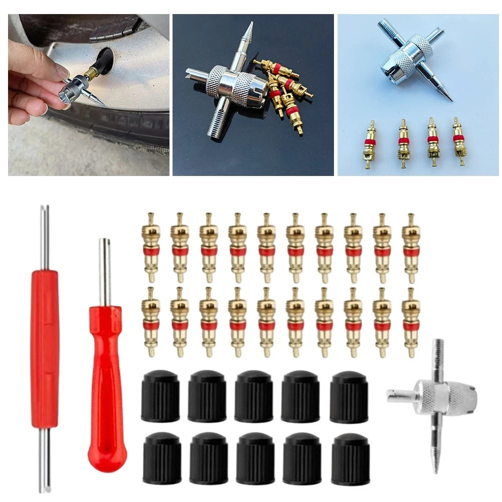 33pcs Tire Valve Stem Tool Kit for Fast Core Removal and Installation Tasks