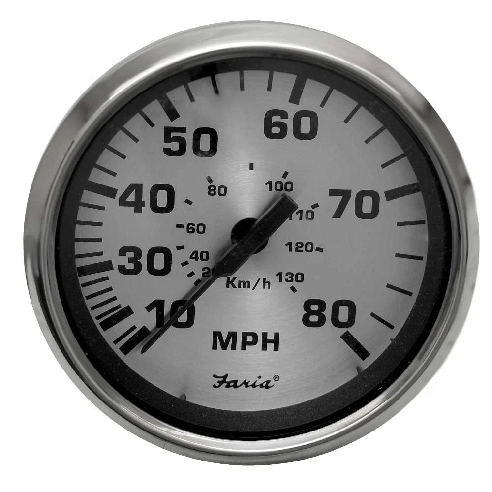 Faria Boat Speedometer Gauge SEK517A - XPress Spun Silver 3 1/4 Inch