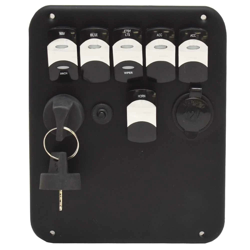 Crownline Boat Ingition/Switc H Panel 39505F - 6 7/8 X 7 5/8 Inch Black