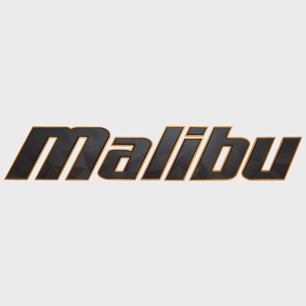 Malibu Boat Raised Decal 5992990 - Geometric Black - Orange Sticker