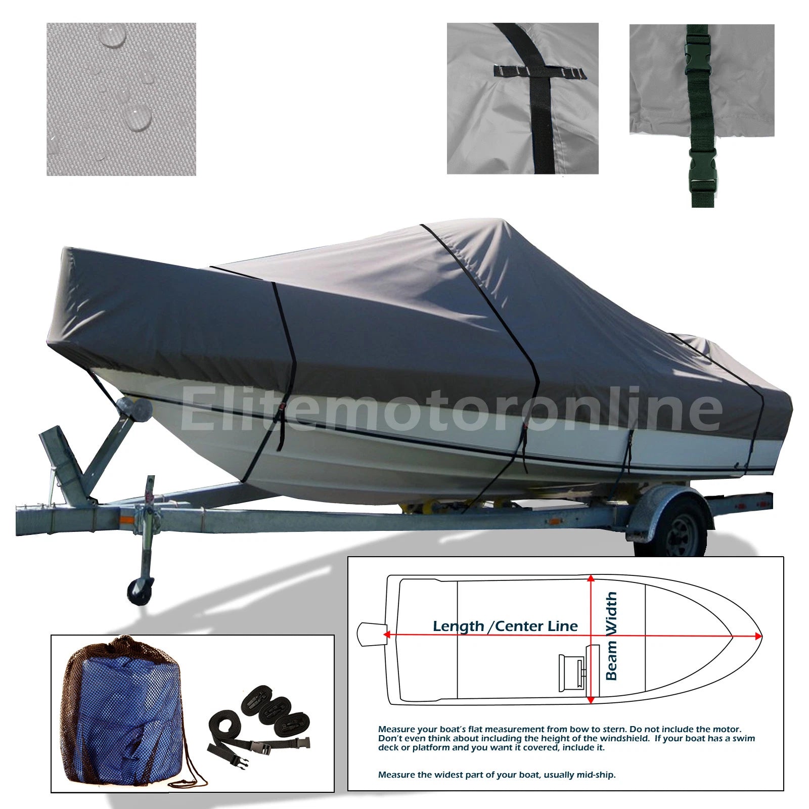 Larson Cabrio 270 Cuddy Cabin Trailerable Boat Cover Grey Protective Breathable