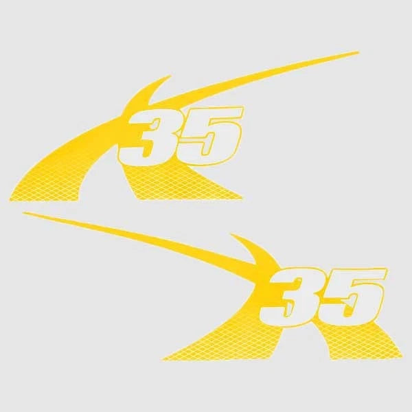 2013 MasterCraft X35 Boat Decal 2966006 - Yellow Stickers (set of 2)