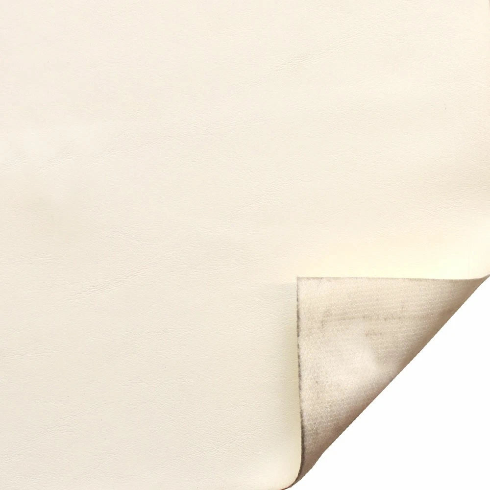 Boat Knit Back Faux Leather Vinyl - Cream Off White 54 Inch (YD)