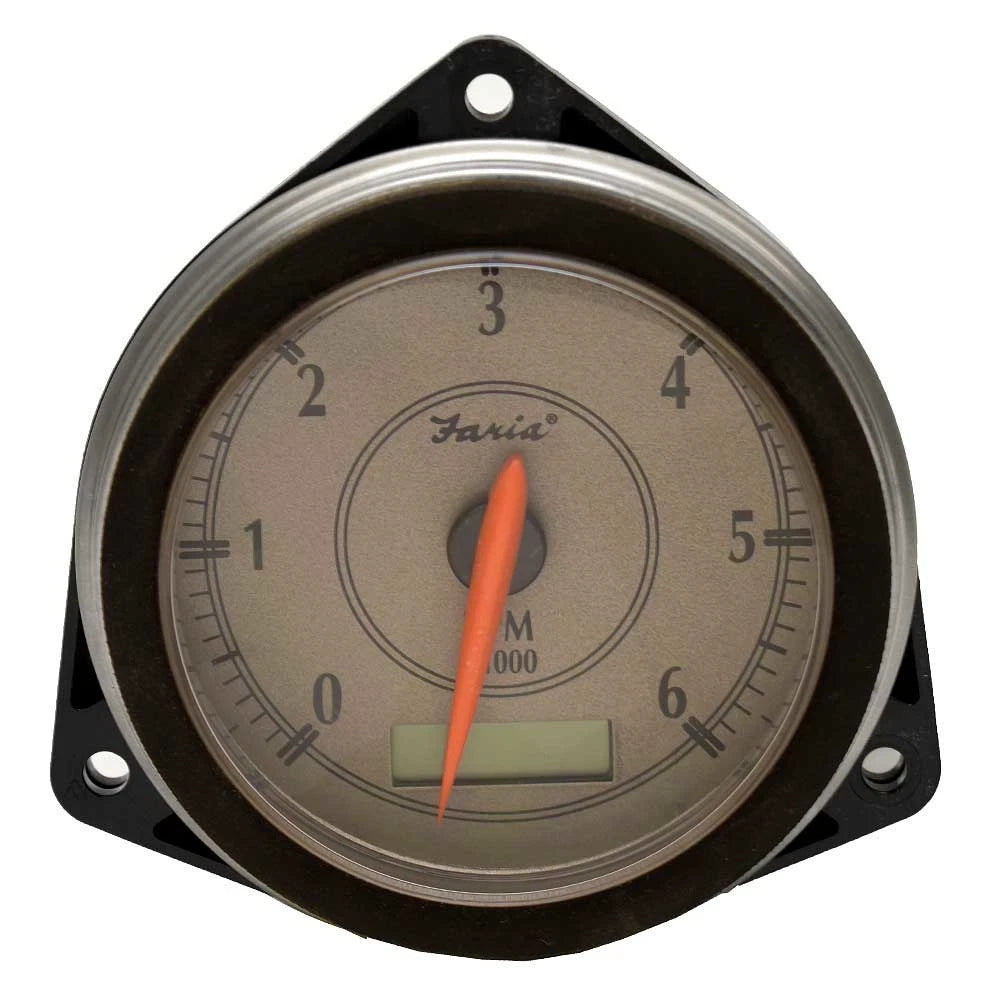 Faria Boat Tachometer Gauge TCH287A - Back Mount with Hour 3 1/4 Inch