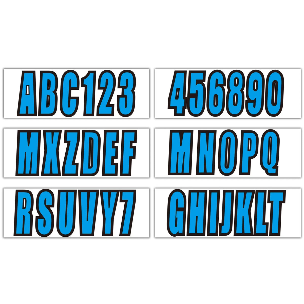 Blue Boat Registration Numbers & Letters 4Pack Custom 3" Boat & Jetski Stickers