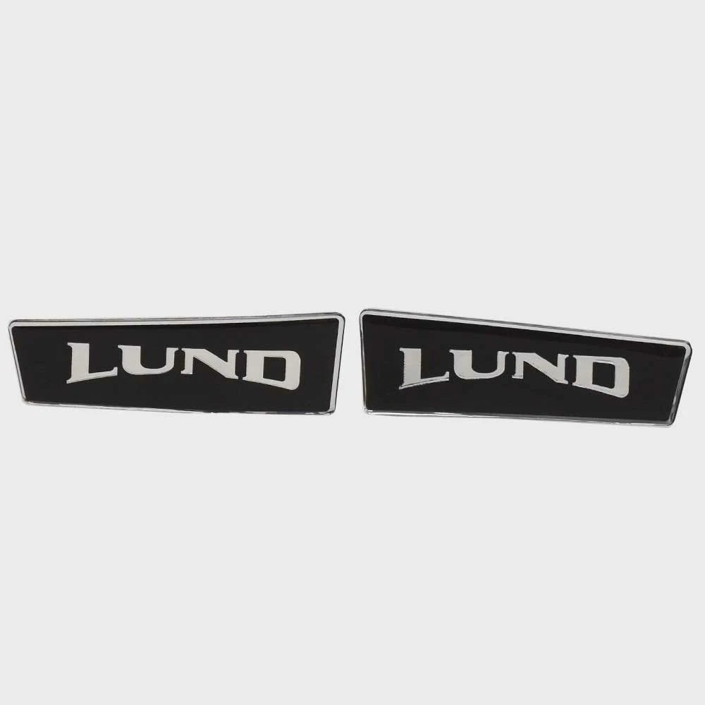 Lund Boat Raised Emblem Decal 2208341 - Sticker Silver Black (set of 2)