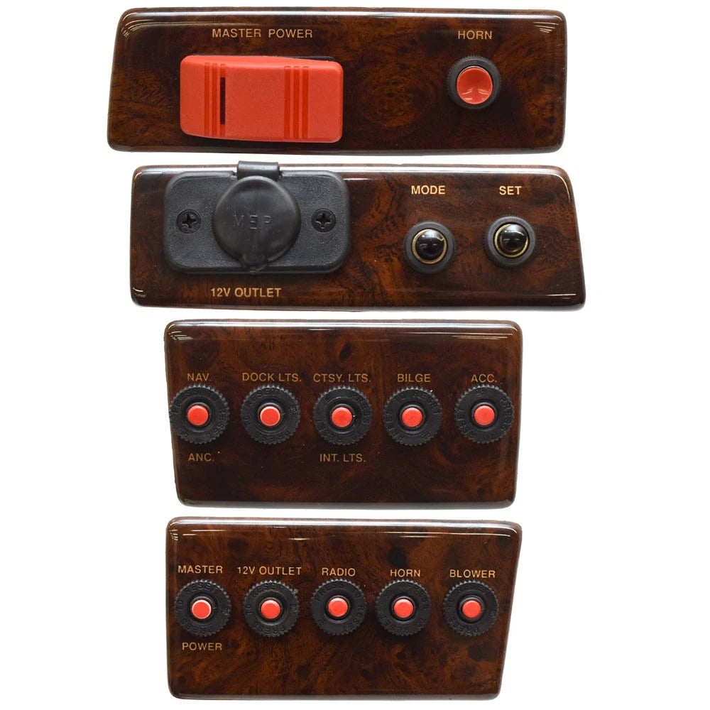 Godfrey Sanpan Pontoon Boat Switch Panel Kit - Woodgrain (set of 4)