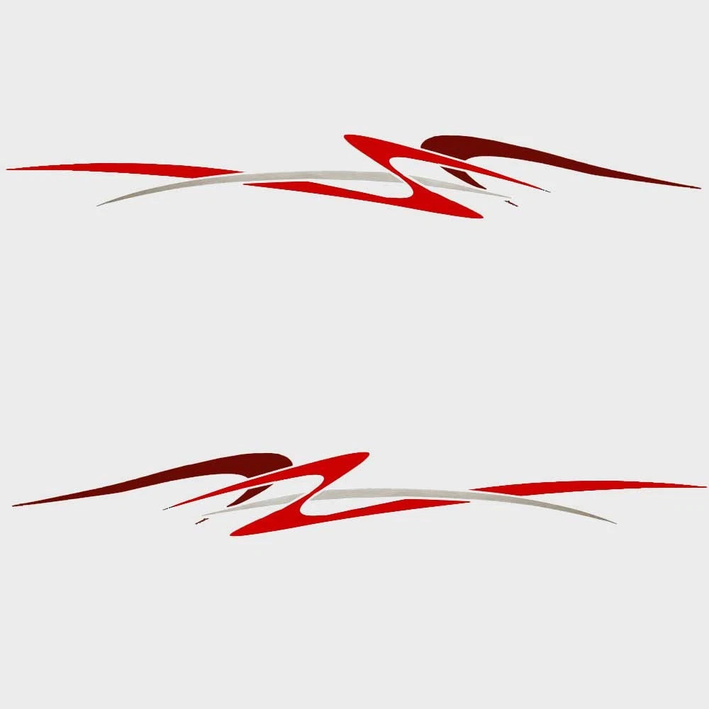 Palm Beach Boat Graphic Decals 139385 - Red Silver Stickers (set of 2)