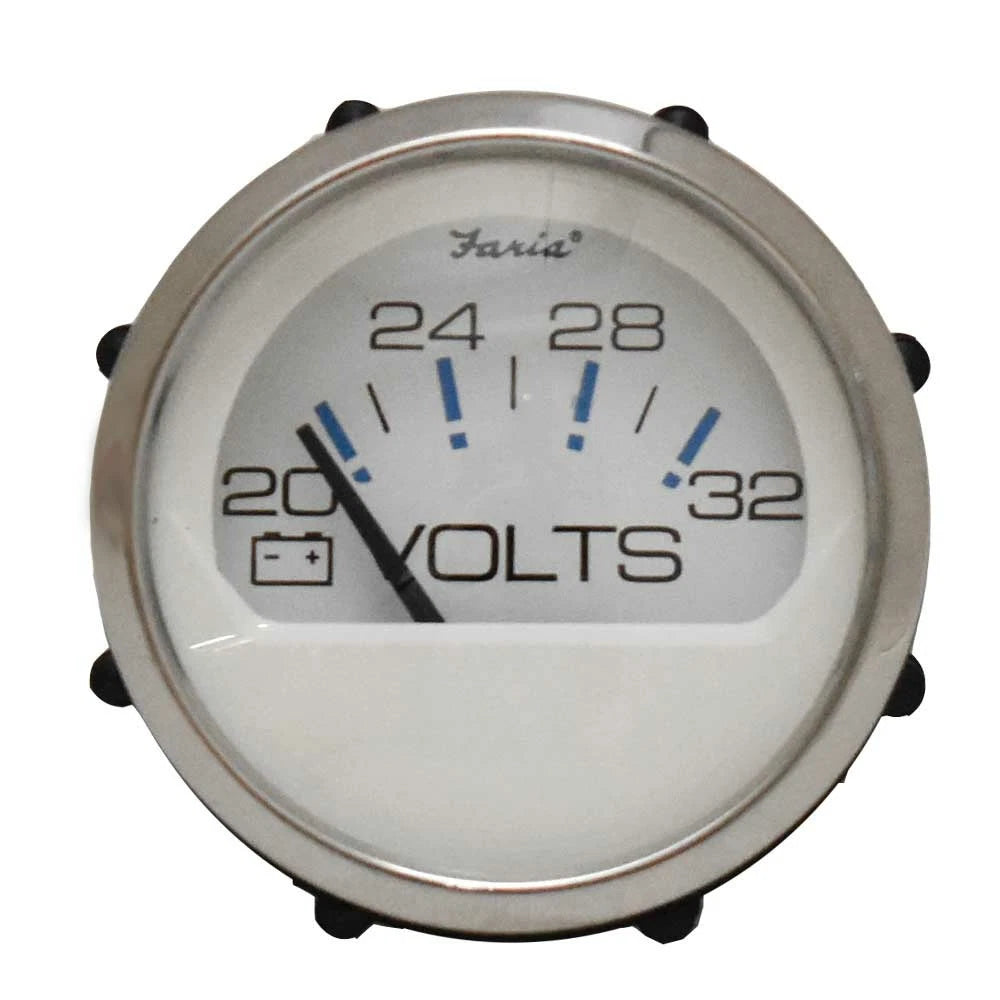 Faria Boat 20-32 Voltage Gauge VP9197A - 2 Inch Chesapeake White SS