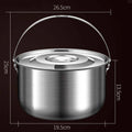 Portable Camping Pot Stainless Steel with Lid Handle for Outdoor Cooking