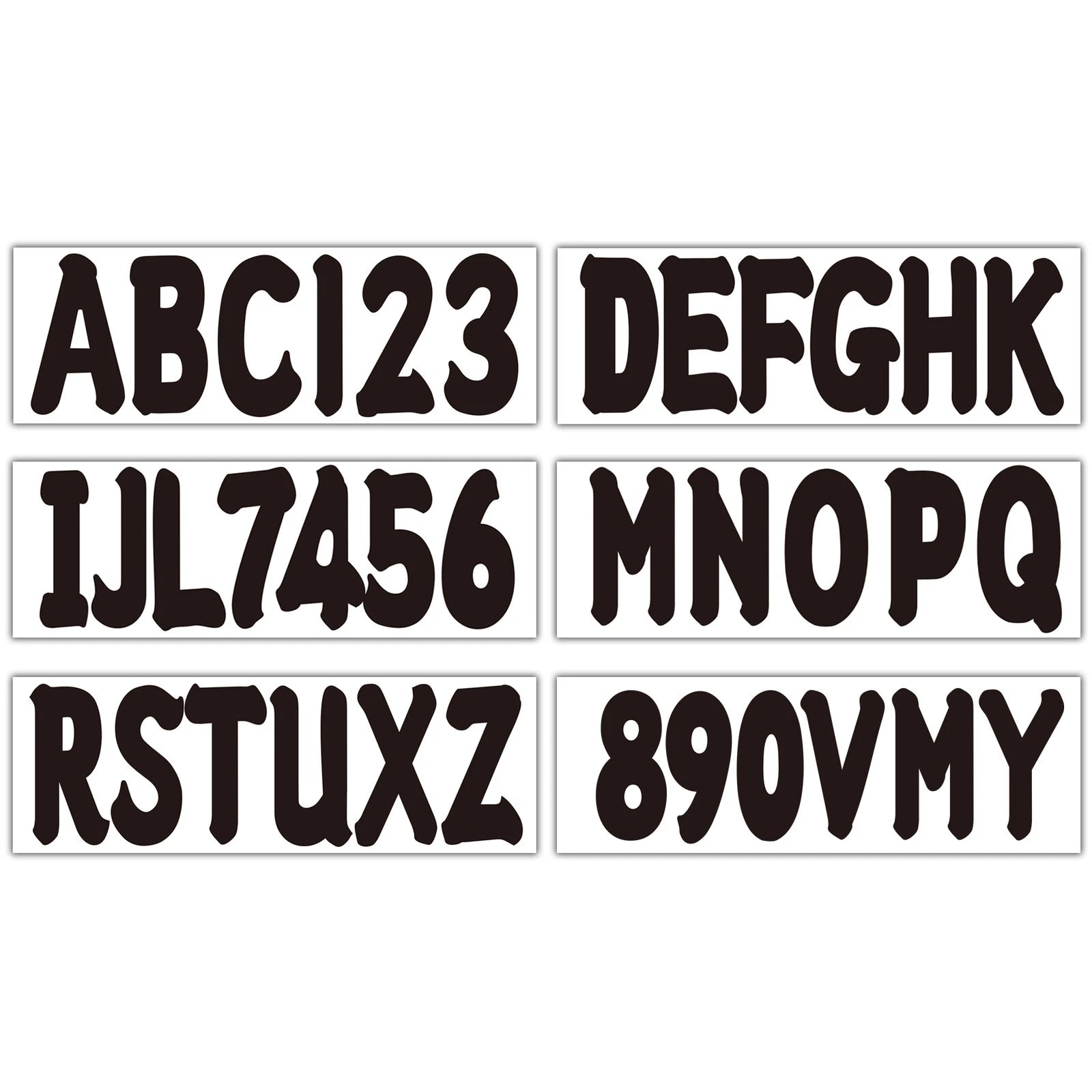 Black 3" Boat Registration Decals A-Z Letters & 0-9 Numbers 4 Sets