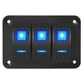 3 Gang Rocker Switch Panel Waterproof for Marine Applications 12V System