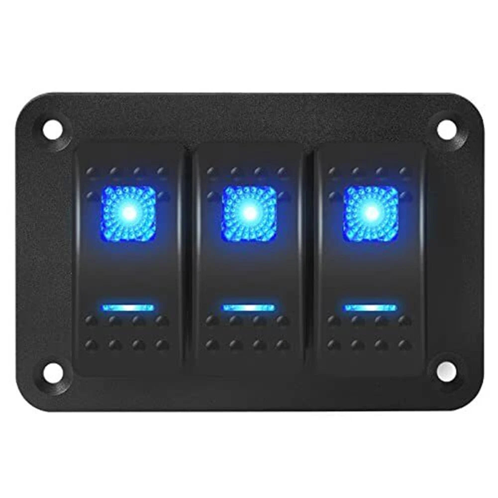 3 Gang Rocker Switch Panel Waterproof for Marine Applications 12V System