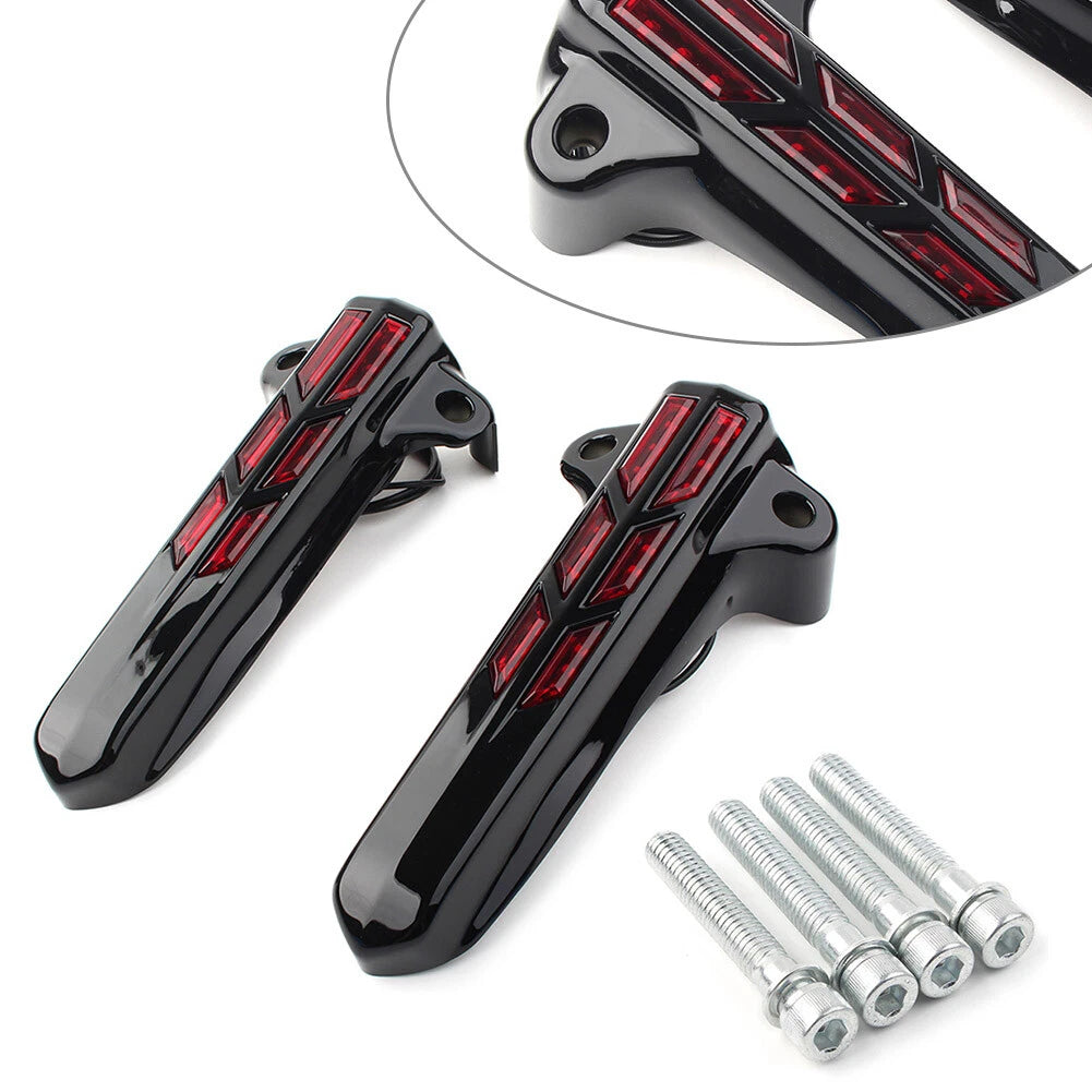 For Harley FLHT FLHX FLHR ElectraRoad Front Lower Fork Leg Cover Smoke Light LED